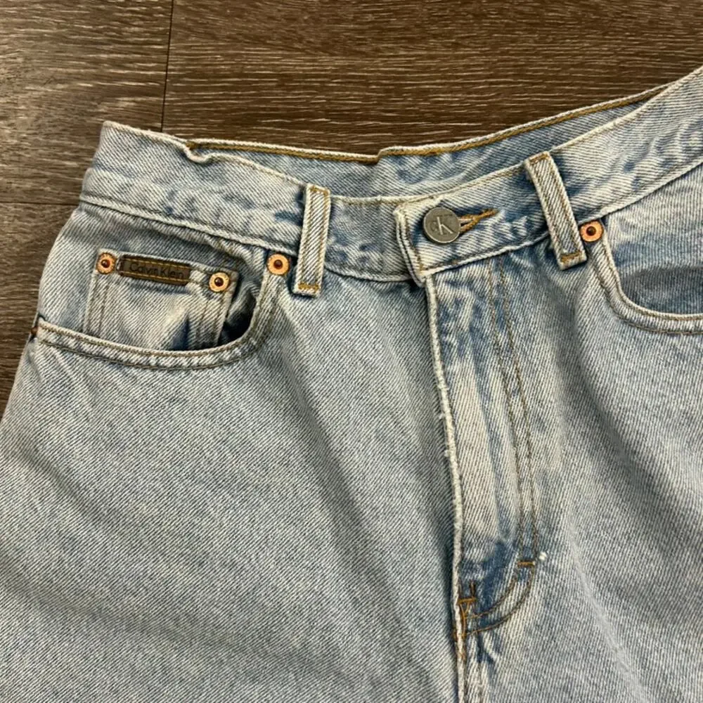 90s Vintage Calvin Klein Jeans High Rise Cuffed Denim Shorts Size 4 USA Cotton